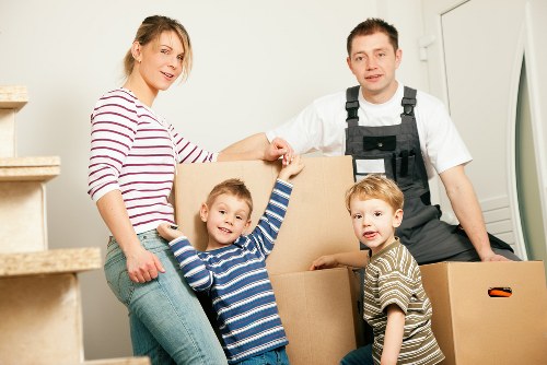 Removal specialist using safety procedures during relocation work