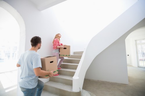 Organised moving boxes prepared for a Streatham relocation