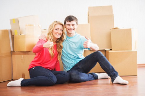 Packed boxes ready for flat removals in Streatham