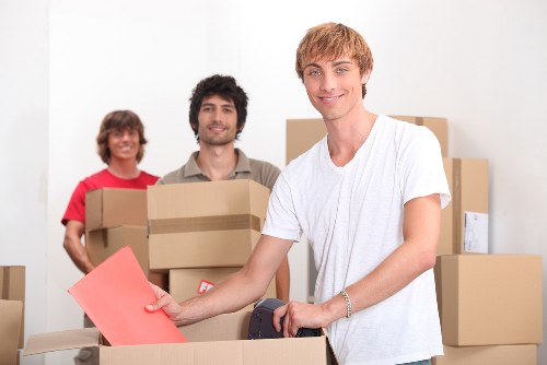 Boxes and furniture arranged for student removals in Streatham